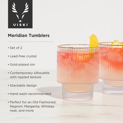 Deco Meridian Gold-Rimmed Crystal Tumblers