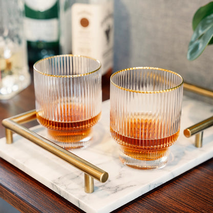 Deco Meridian Gold-Rimmed Crystal Tumblers