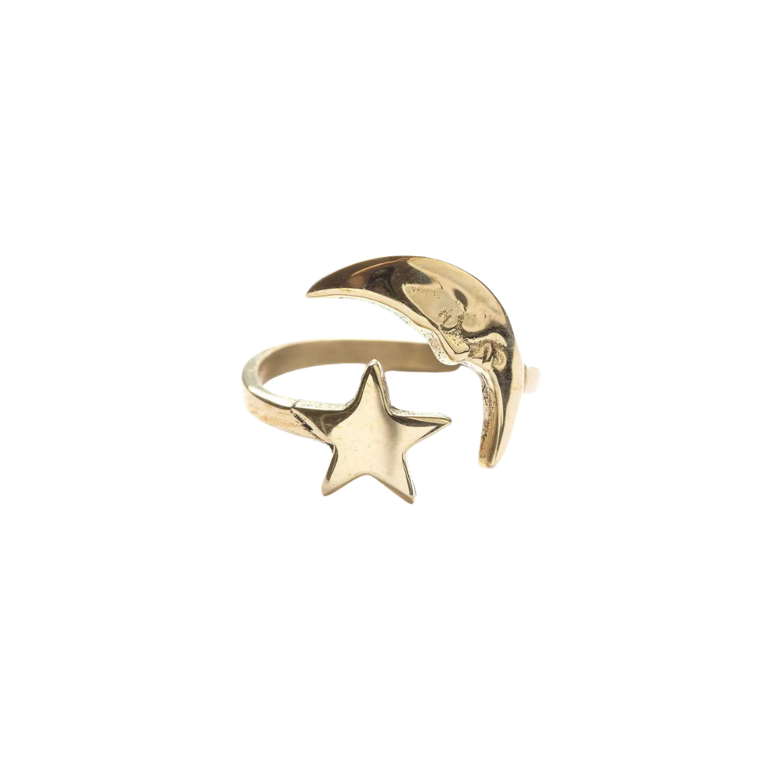 Crescent Moon & Star Ring